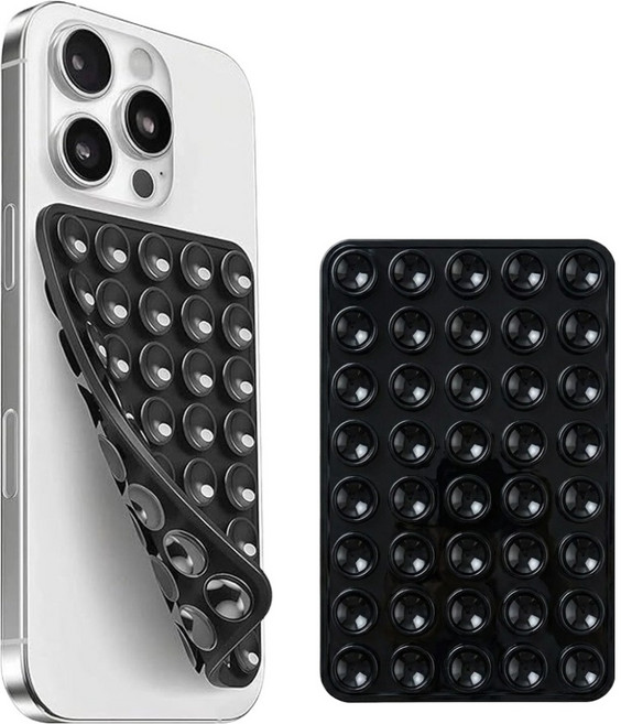 pines 양면 실리콘 흡착 부착 패드, 블랙, 2개