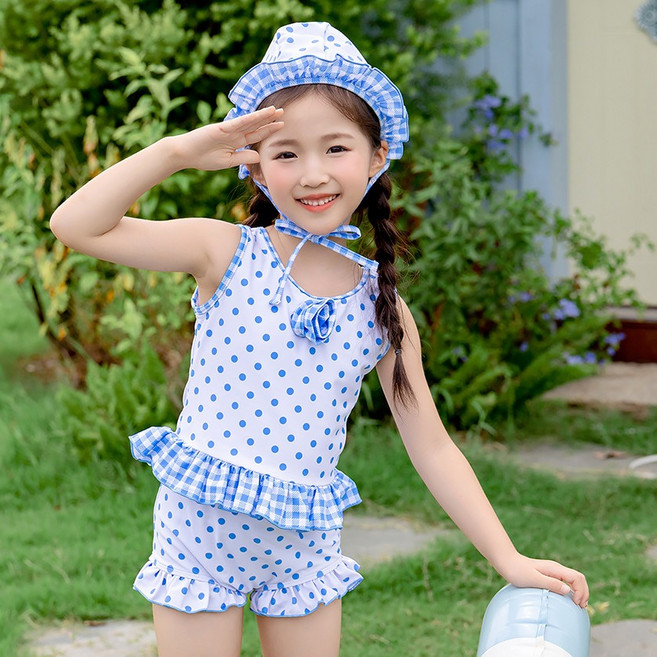 스타빈 러블리 도트프릴 수영복 상하의 세트