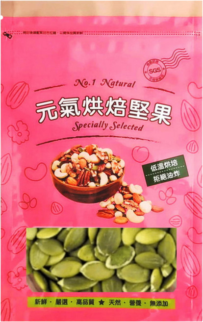Vitality life 品鮮生活 大顆原味南瓜子 家庭包, 600g, 1個