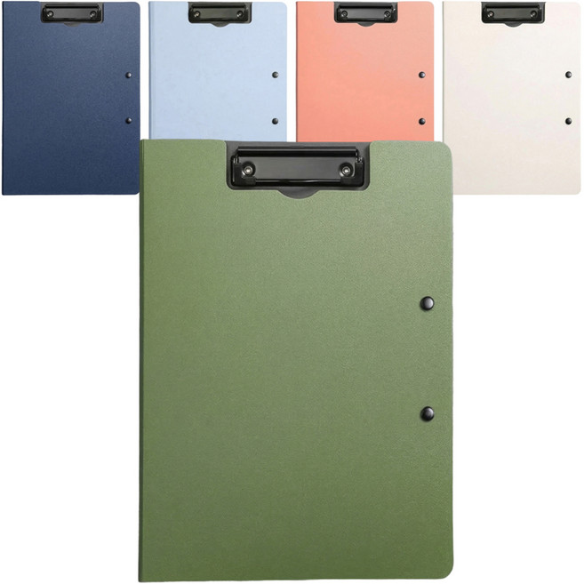 하비소 커버형 양방향 클립보드 A4 5종 세트, 카키, 화이트, 네이비, 스카이블루, 핑크, 1세트