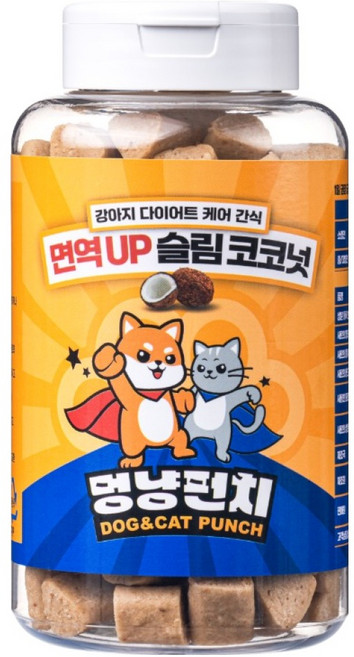 멍냥펀치 강아지 다이어트 케어 면역업 슬림 코코넛 간식, 1개, 300g