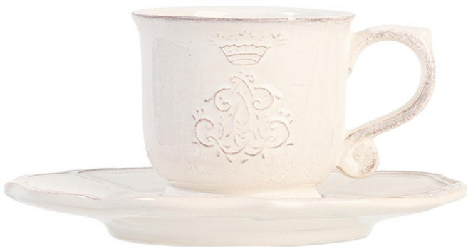 버지니아까사 코로나 에스프레소 컵 + 소서 세트, 라떼, 1세트