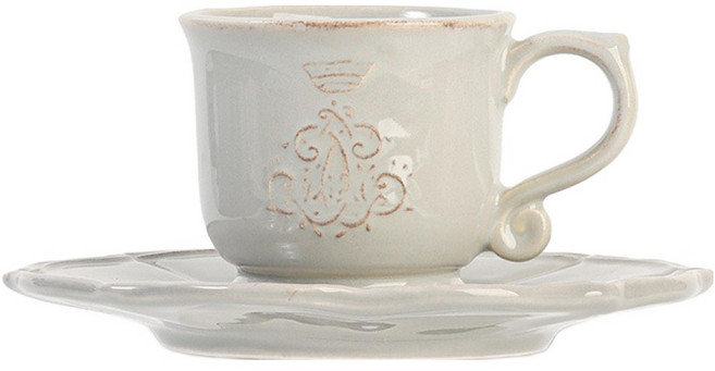 버지니아까사 코로나 에스프레소 컵 + 소서 세트, 퓨미스, 1세트