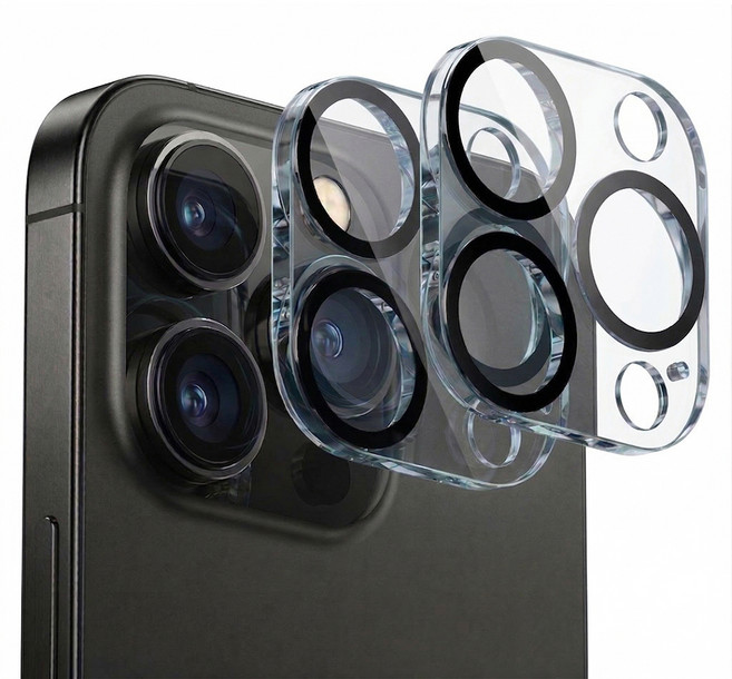 pines 빛번짐 차단 카메라 렌즈 풀커버 강화유리 휴대폰 보호필름 2p 세트, 1세트