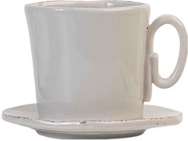 버지니아까사 라스트라 에스프레소 컵 + 소서 세트, 펄, 1세트