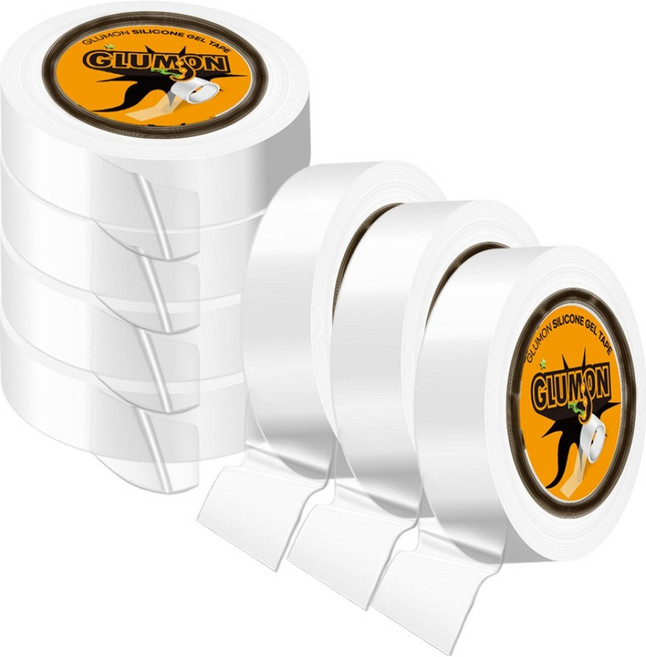 글루몬 자국없는 초강력 실리콘 클리어 겔 나노 양면 테이프 24mm x 1m, 7개