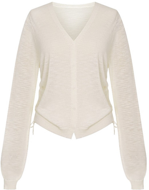 티뷰 여성용 사이드 셔링 브이넥 가디건 V6A-CCA017