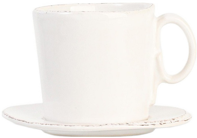 버지니아까사 라스트라 에스프레소 컵 + 소서 세트, 비앙코, 1세트
