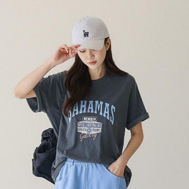 시크폭스 여성용 에센데 피크먼트 워싱 반팔 티셔츠 61TS2192