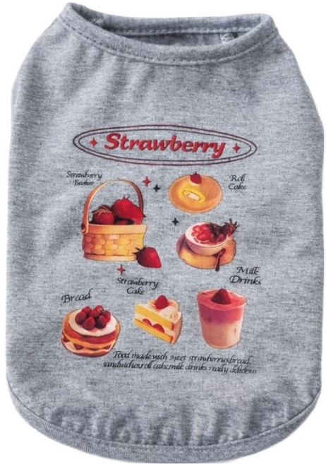 코코스튜디오 반려동물 딸기 천국 나시 티셔츠, 1개, 그레이