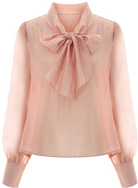 티뷰 리본 퍼프시어 블라우스 V6A-CBL035