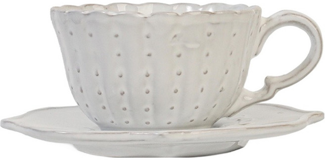 버지니아까사 이탈리카 티 컵 + 소서 세트, 비앙코, 1세트