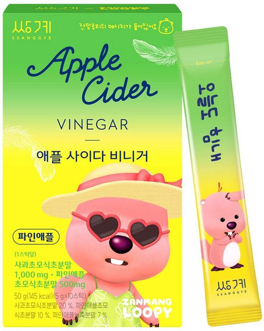 쌍계명차 잔망루피 애플 사이다 비니거 파인애플 스틱, 5g, 1개, 10개입