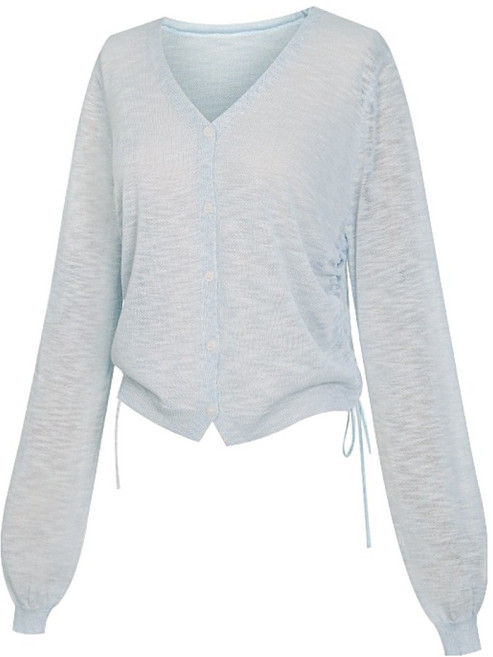 티뷰 여성용 사이드 셔링 브이넥 가디건 V6A-CCA017