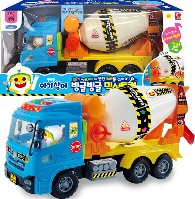 피노키오 핑크퐁 아기상어 피노키오 빙글빙글 믹서트럭 완구, 혼합색상, 1개