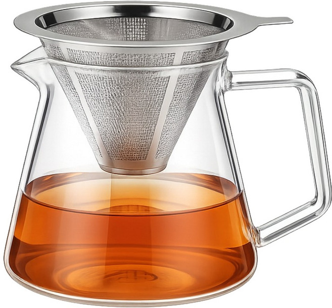 발룬피니 내열유리 핸드드립 커비 서버 500ml + 스텐 304 드리퍼 세트, 1세트