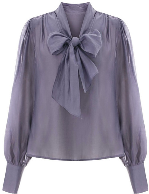 티뷰 리본 퍼프시어 블라우스 V6A-CBL035