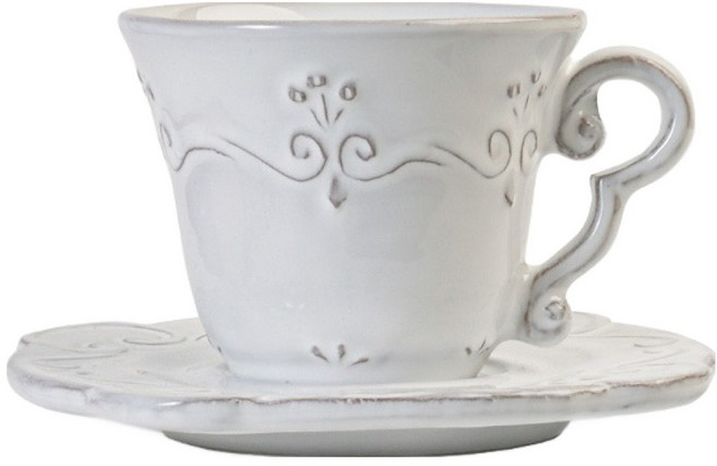 버지니아까사 이탈리카 에스프레소 컵 + 소서 세트, 비앙코, 1세트