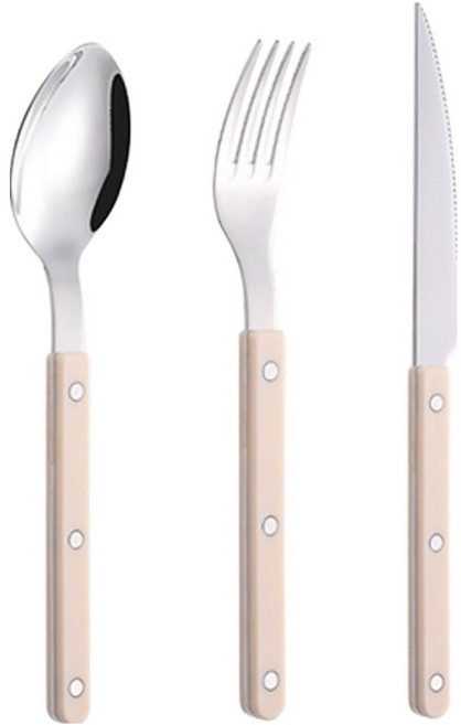 아카시아 홈 304스텐 다이닝 커트러리 3종 세트 3p, 아이보리, 1세트, 디너스푼 + 디너포크 + 디너나이프