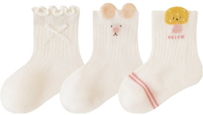 베베니즈 캐릭터포인트 메쉬양말 3켤레 세트 A