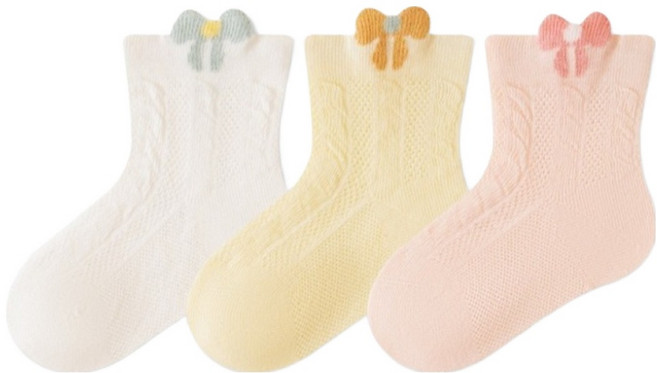 베베니즈 캐릭터포인트 메쉬양말 3켤레 세트 B