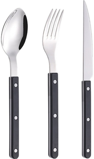 아카시아 홈 304스텐 다이닝 커트러리 3종 세트 3p, 블랙, 1세트, 디너스푼 + 디너포크 + 디너나이프