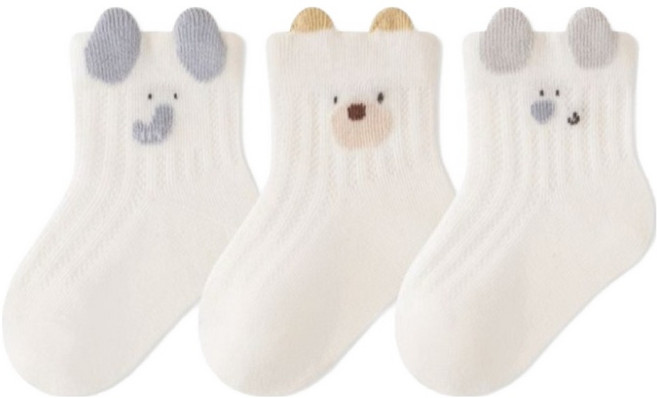 베베니즈 캐릭터포인트 메쉬양말 3켤레 세트 E