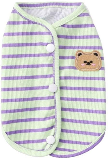 코코스튜디오 반려동물 봄 여름 쿨 코코 냉감 베어 스트라이트 조끼, 1개, 그린