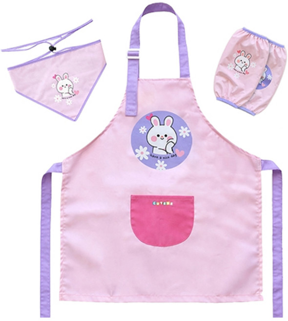 큐트미 아동용 방수 앞치마 세트 L, 토끼 핑크(MP600), 1세트