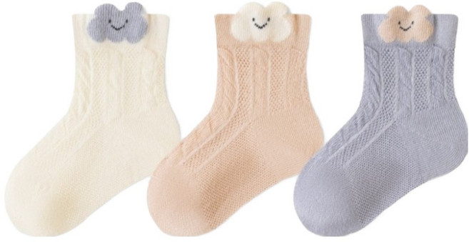 베베니즈 캐릭터포인트 메쉬양말 3켤레 세트 D