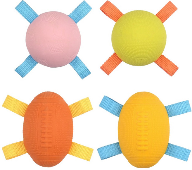 패리스독 강아지 장난감 바이트스포츠볼라텍스토이 4종 세트, 핑크, 오렌지, 옐로우, 그린, 1세트