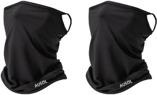 아우솔 골프 자외선차단 마스크, 블랙, 2개