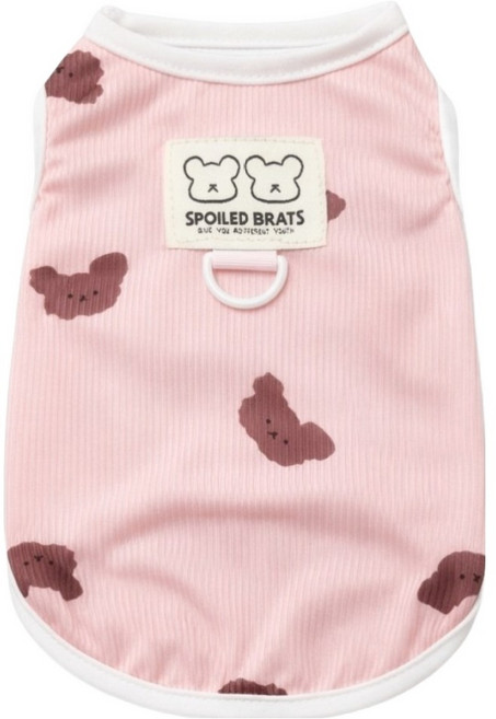 코코스튜디오 반려동물 하네스 냉감 말랑곰 나시 티셔츠, 1개, 핑크