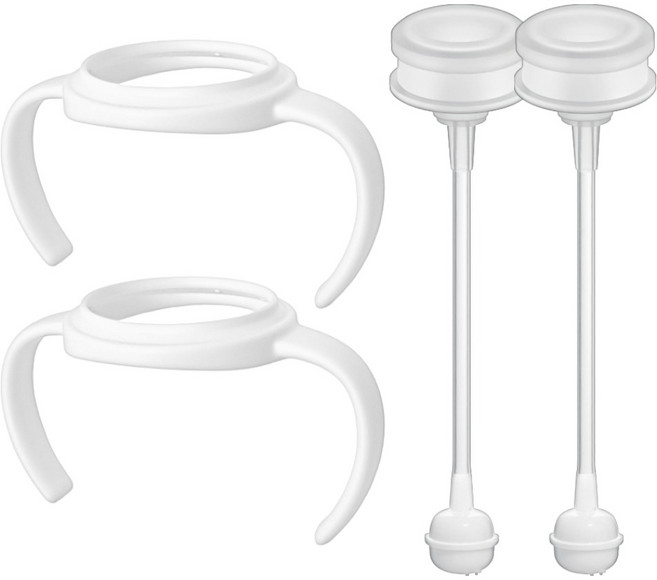 순수아 젖병손잡이 고급형 2P + 교체용 빨대리필 2P, 화이트(젖병손잡이), 1세트