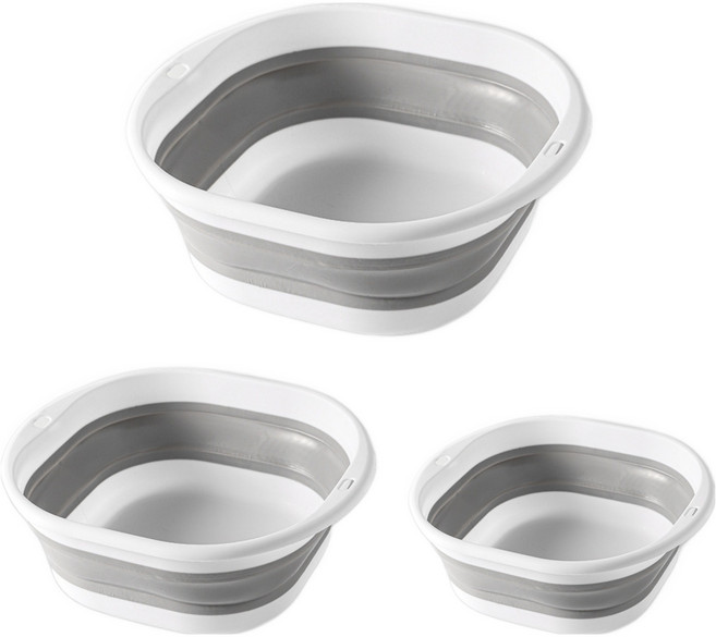 쉼표온 폴딩 실리콘 다용도 세면대야 3종 세트, 혼합색상, 1세트