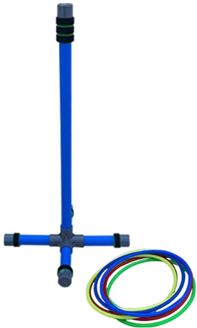 라라해피 실내 야외 고리던지기 놀이템 스탠드 + 링 4종 x 2p 세트, 07 블루 크로스(스탠드), 블루 크로스,옐로우,블루,그린(링), 1세트