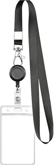 리버폭스 사원증 목걸이 릴홀더 카드케이스 출입증 카드홀더, 블랙, 1개