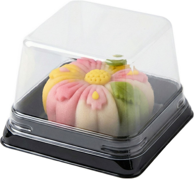 국산 PET 화과자 찹쌀떡 케이스, 검정 + 투명, 50개