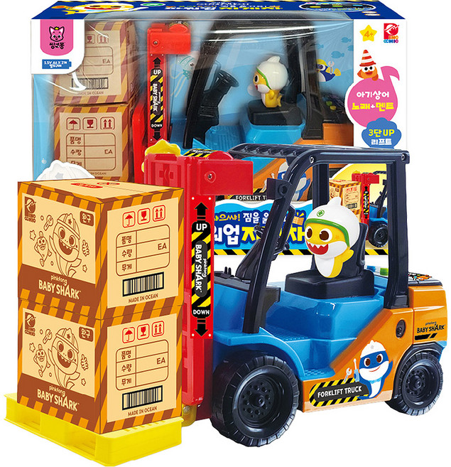 피노키오 핑크퐁 아기상어 피노키오 파워업 지게차, 혼합색상, 1개