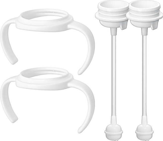 더블하트 젖병손잡이 고급형 + 젖병 추빨대 고급형 세트, 화이트, 2세트