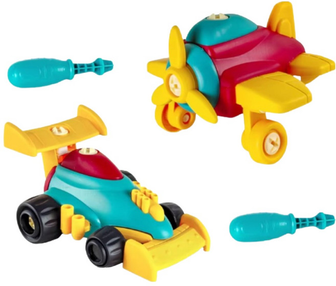 에브리굿 DIY 공구 2in1 비행기 앤 차 조립 장난감 세트, 1세트, 혼합색상
