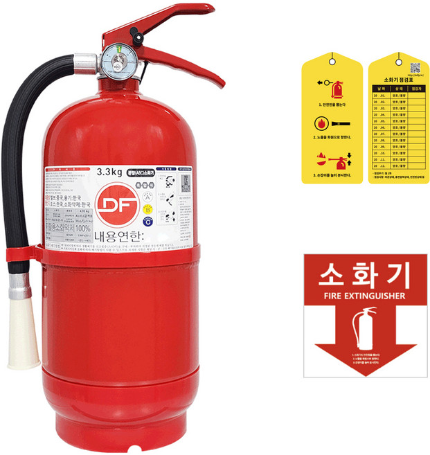 대동소방 국내산 ABC분말소화기 3.3kg + 스티커 + 점검표 세트, 1세트