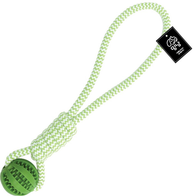 멍냥 강아지 로프 공 노즈워크 터그놀이 장난감, 그린, 1개