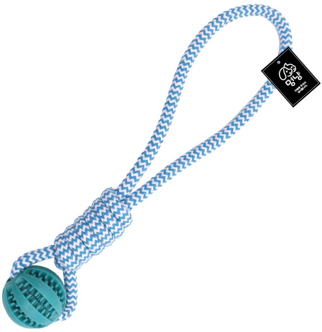 멍냥 강아지 로프 공 노즈워크 터그놀이 장난감, 블루, 1개