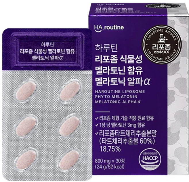 하루틴 리포좀 식물성 멜라토닌 함유 멜라토닉 알파 24g, 30정, 1개 - 쿠팡