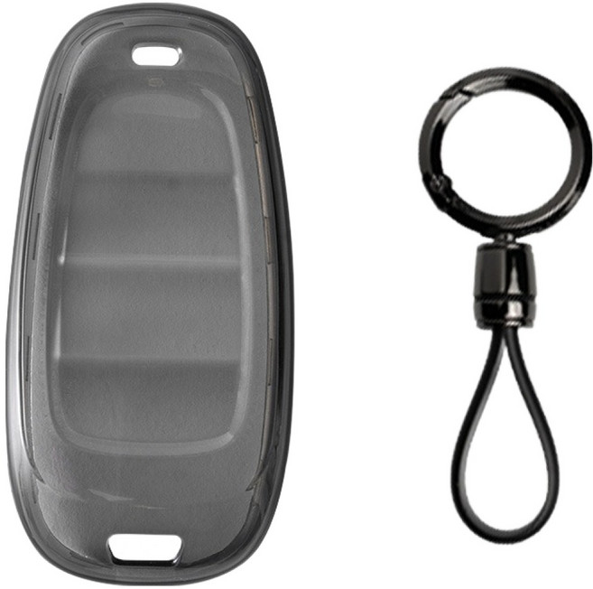 벤딕트 BMW-03 자동차 투명 키케이스 + 홀더 세트, 클리어 블랙, VDT-TK1A
