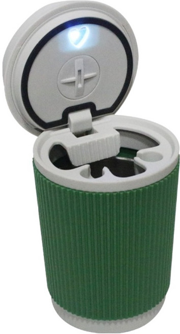 내차쏙 원터치 LED 콘솔핏 컵 차량용 재떨이, 그린 화이트, 1개