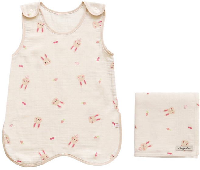 맘스네이처 순면 거즈 수면조끼 + 블랭킷 세트, 레니