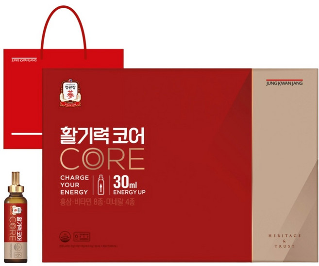 정관장 정품 활기력 코어 + 쇼핑백, 16개, 30ml