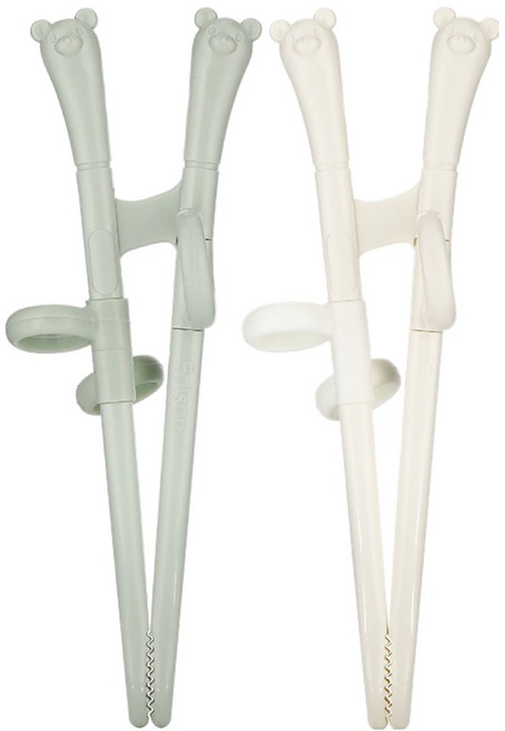 에디슨 스스로 미니 젓가락 2종 세트 곰돌이, MINT, IVORY, 1세트
